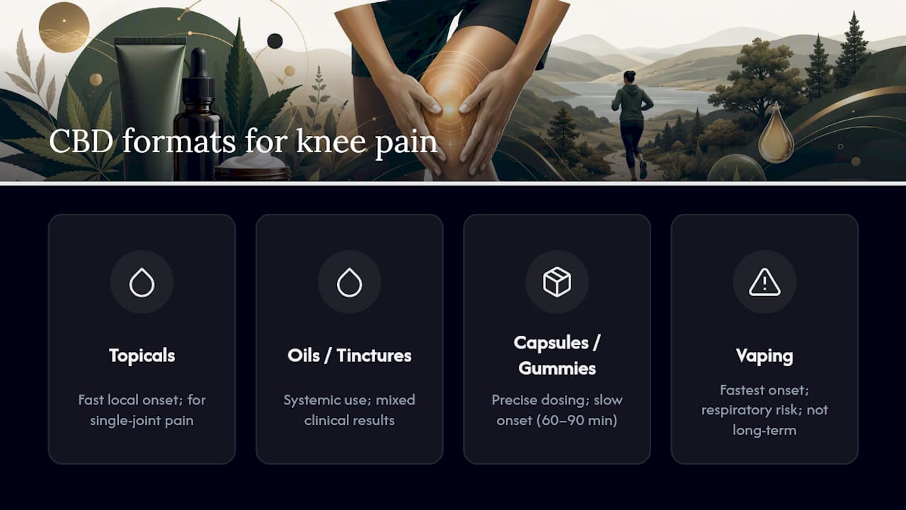 Comparison diagram of CBD product types for knee pain
