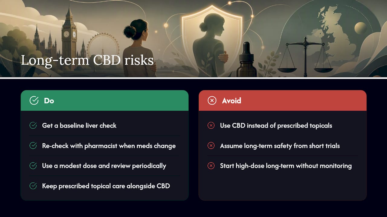 What are the long-term risks of taking oral CBD for eczema? — overview diagram