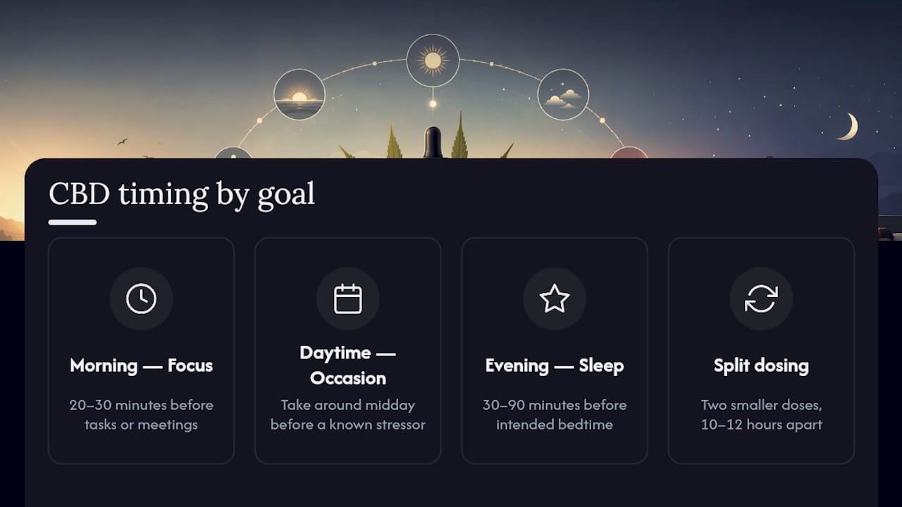 CBD timing recommendations by goal