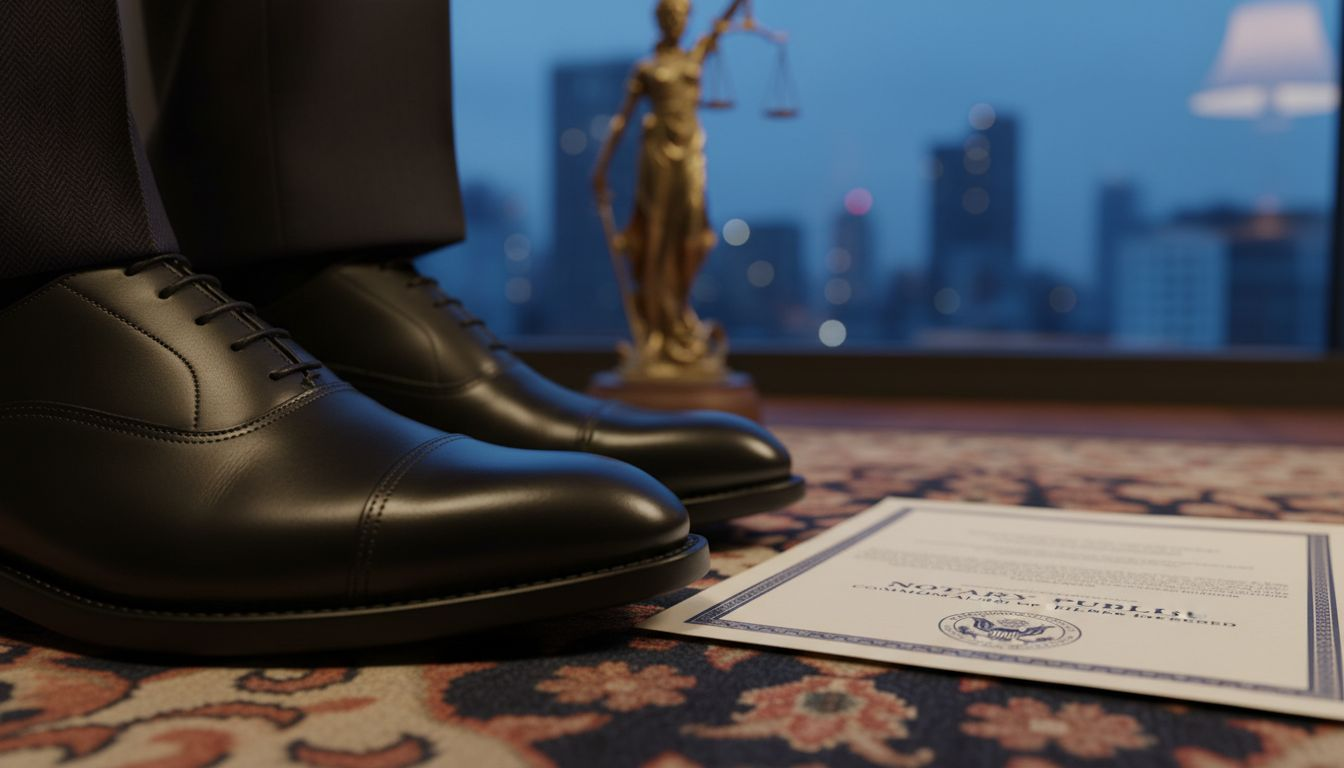 Close-up luxury Oxford shoes legal office
