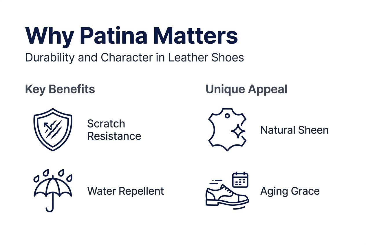 Infographic on durability and beauty of patina leather