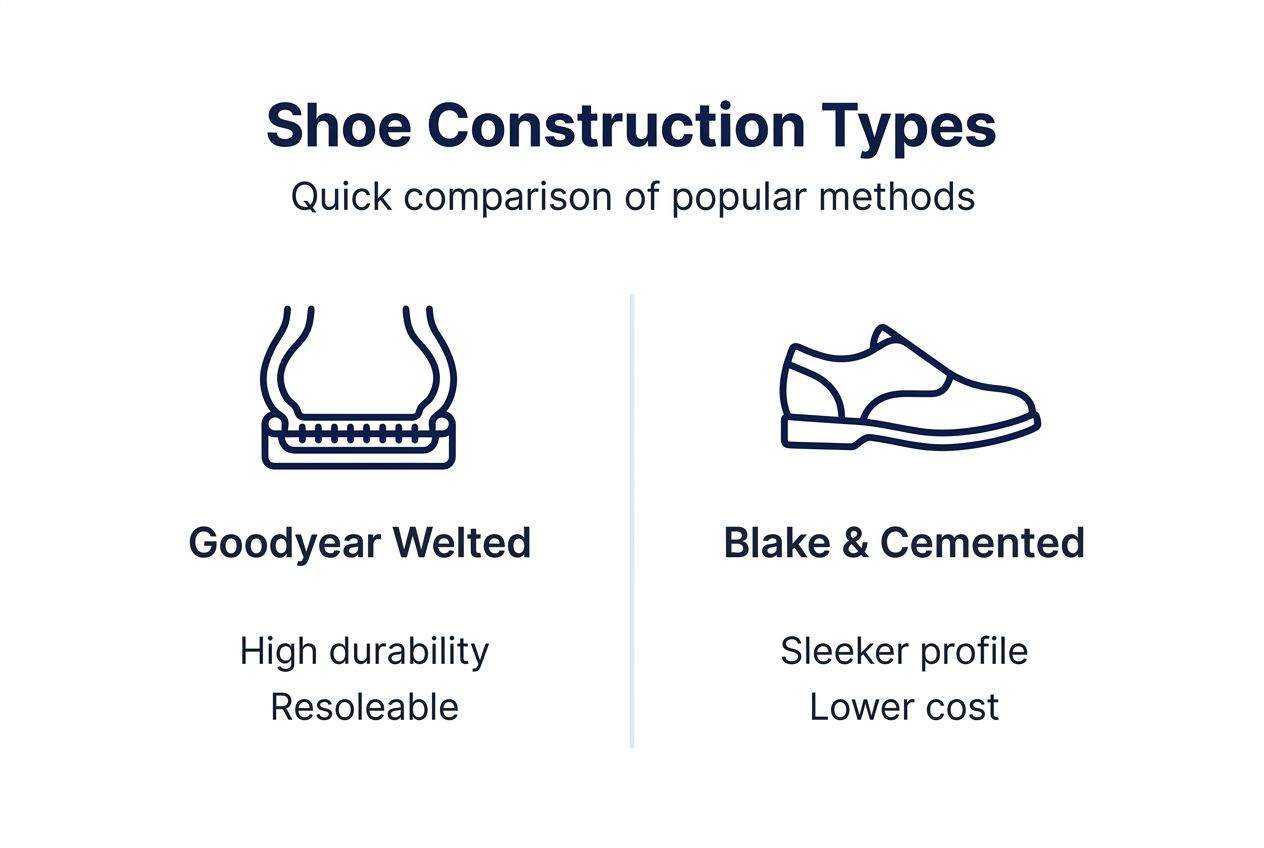Infographic comparing shoe construction methods
