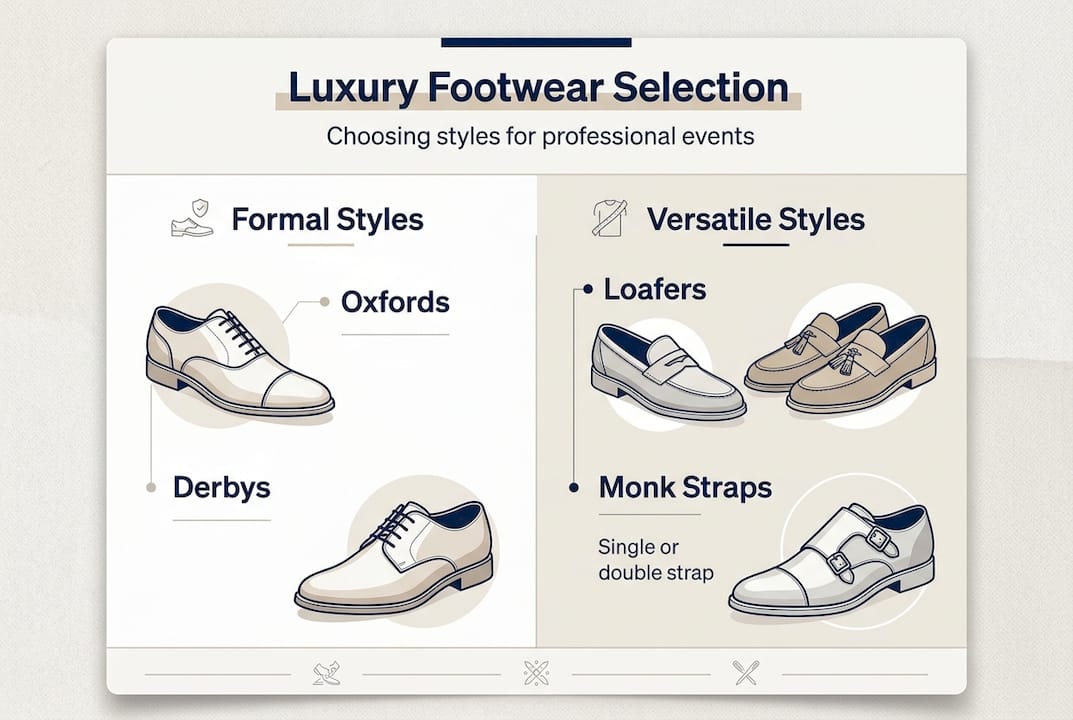 Infographic showing business footwear choices