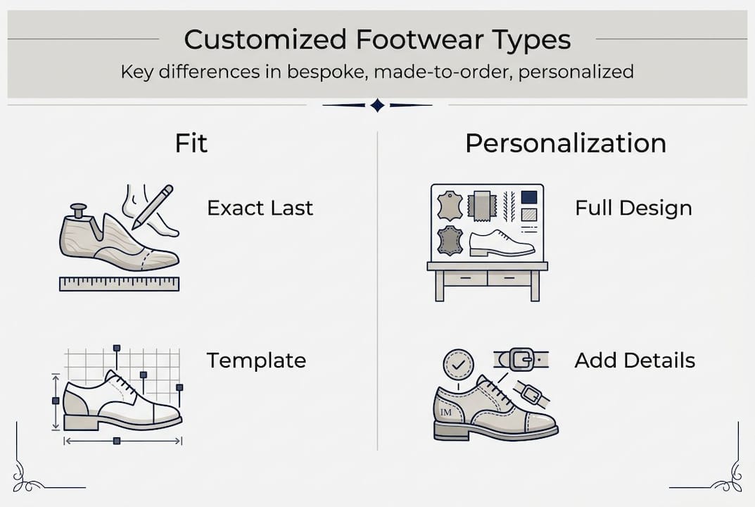 Infographic comparing types of custom footwear