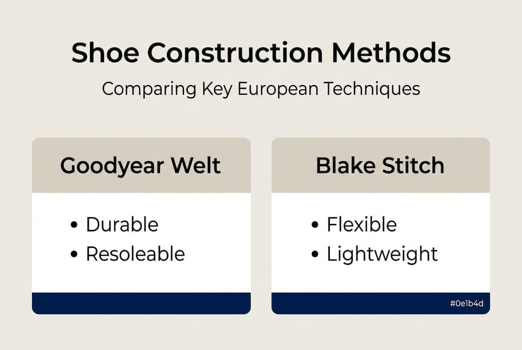 Infographic comparing shoe construction methods
