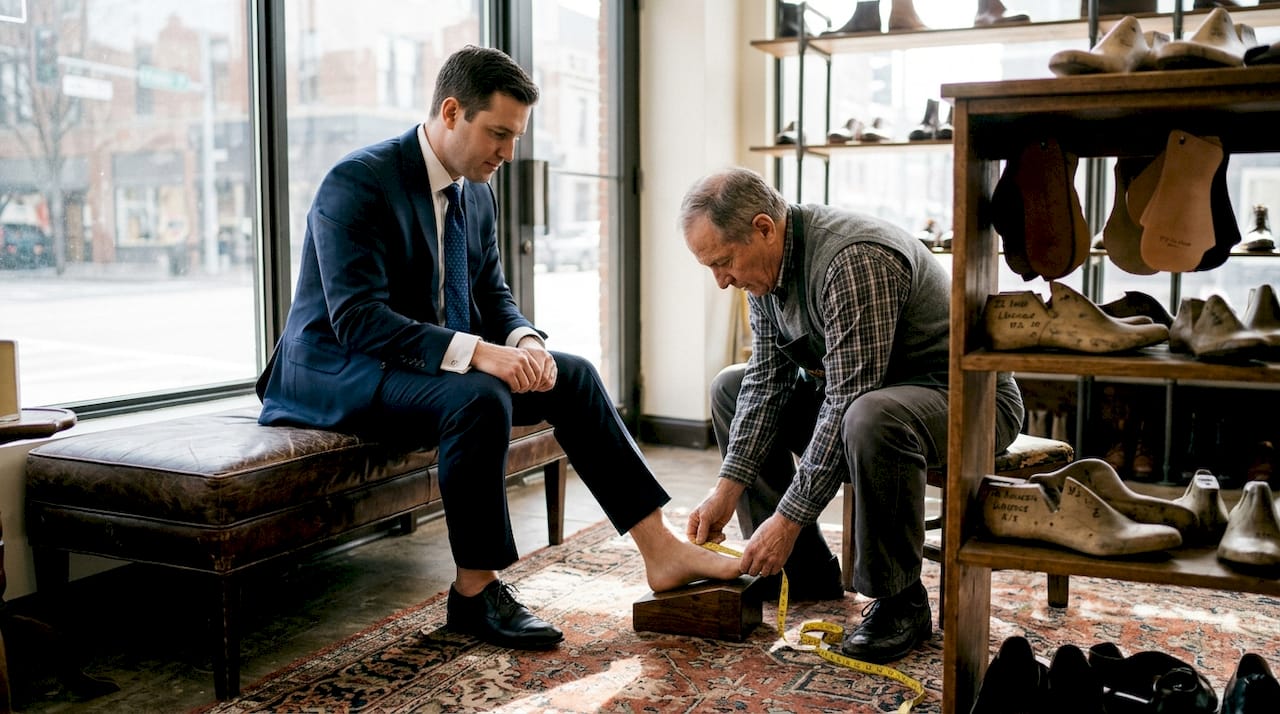 Professional fitting for bespoke men’s shoes