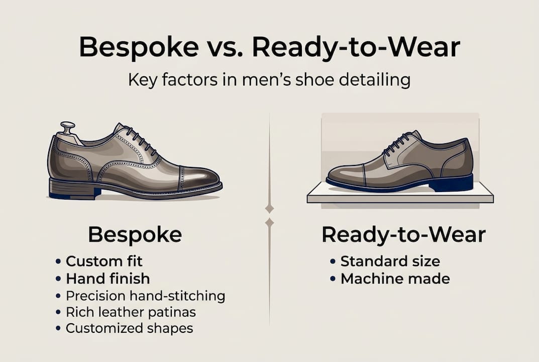 Infographic comparing bespoke and ready-to-wear shoes