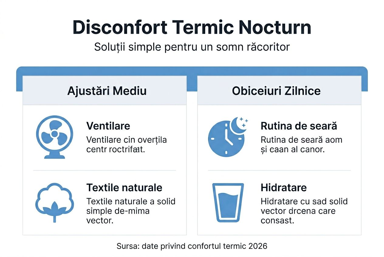 Infografic cu sfaturi pentru un somn odihnitor: ce poți schimba în mediul din dormitor și în rutina de seară