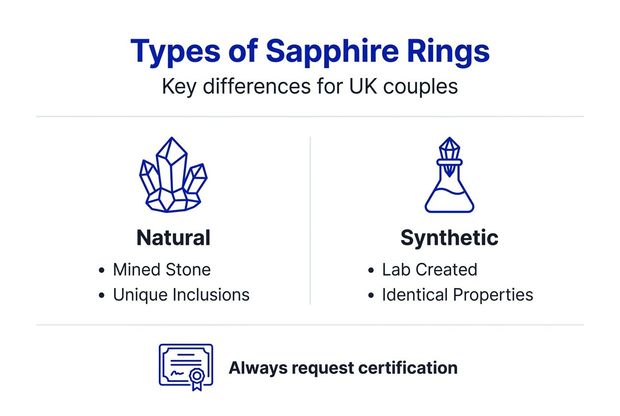 Infographic showing sapphire ring types and differences