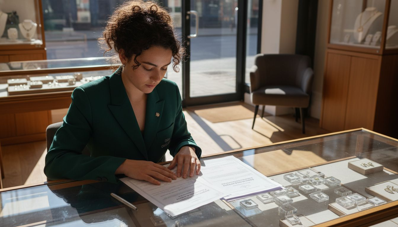 Customer reviewing diamond certification paperwork