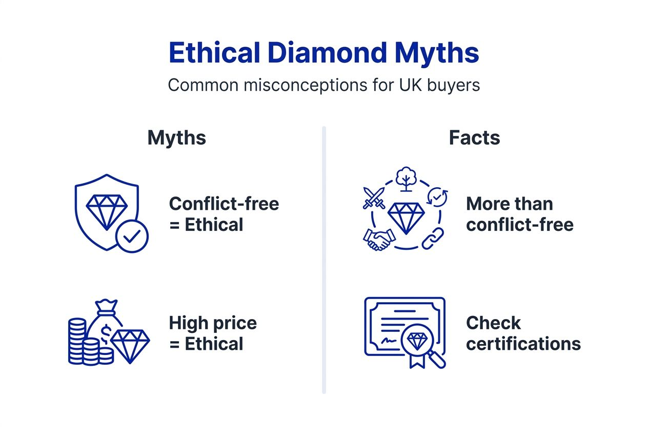 Infographic debunking ethical diamond myths and facts