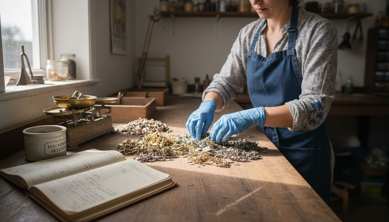 Artisan sorting recycled gold and silver pieces