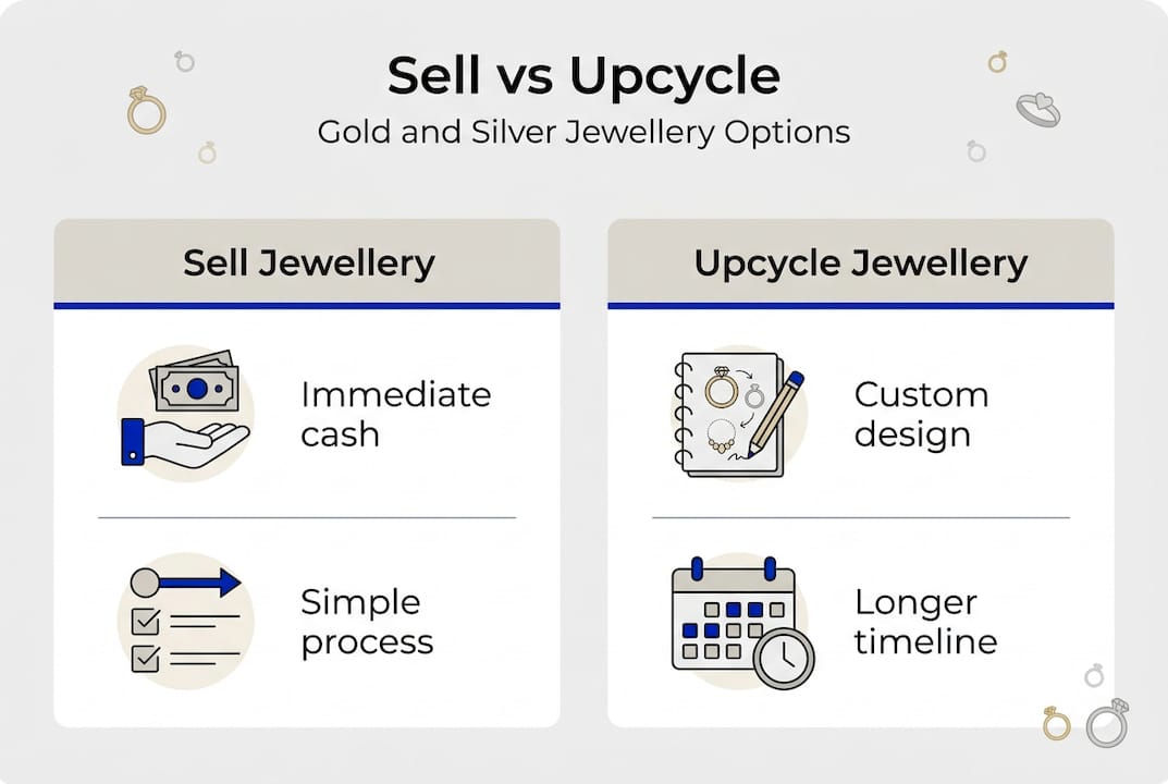 Infographic compares selling and upcycling jewellery