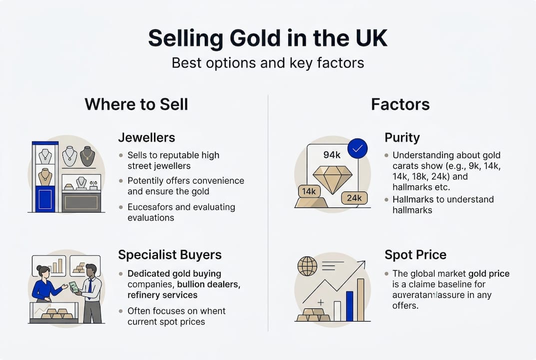 Infographic with top gold selling options and factors