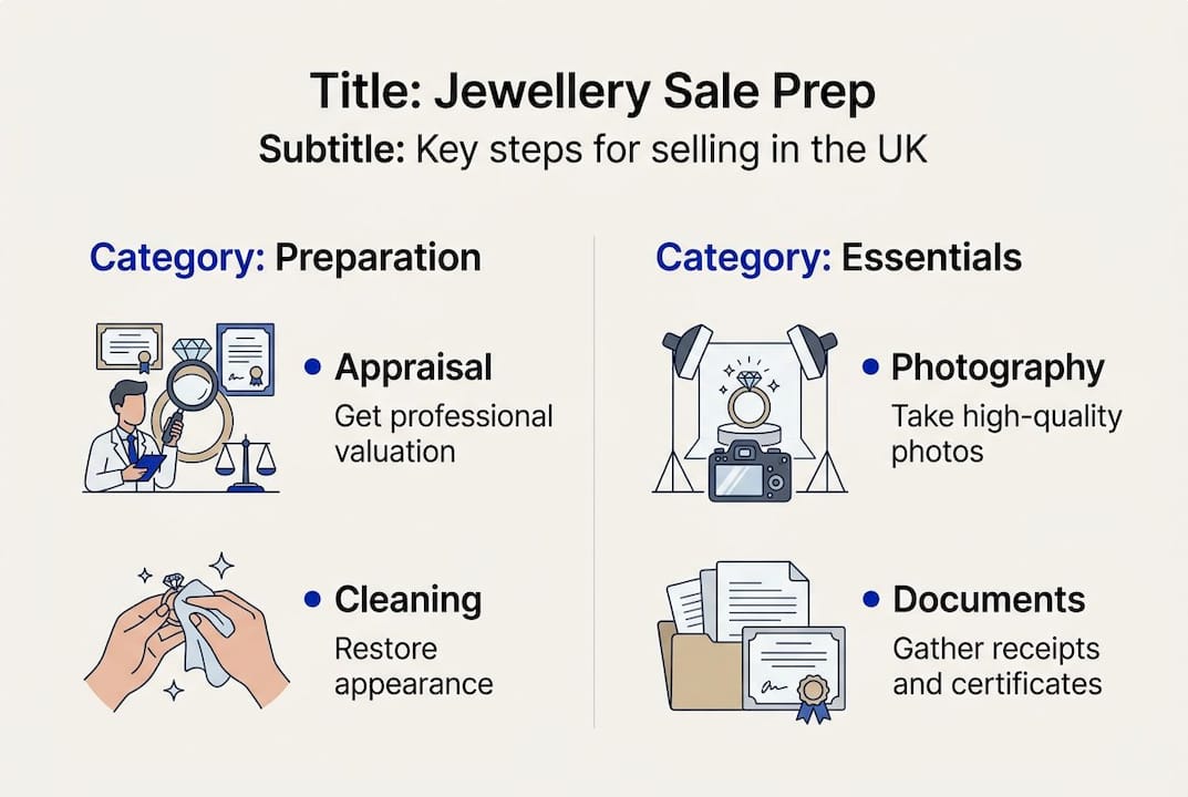 Infographic showing jewellery sale preparation steps