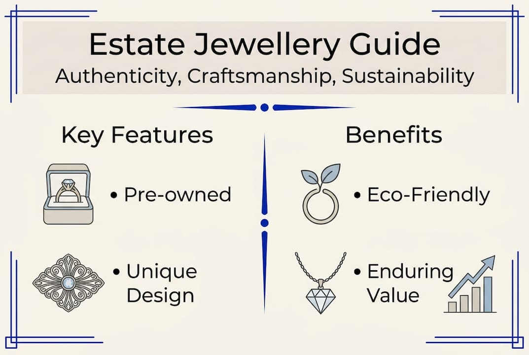 Infographic on estate jewellery features and benefits