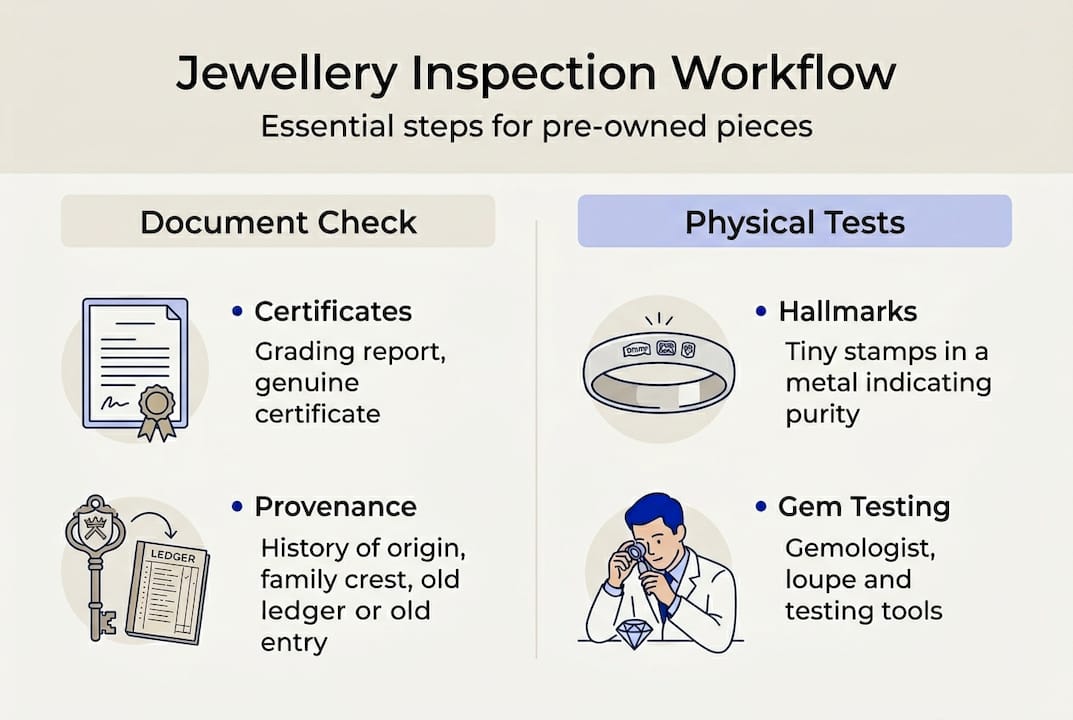 Infographic of jewellery inspection workflow steps