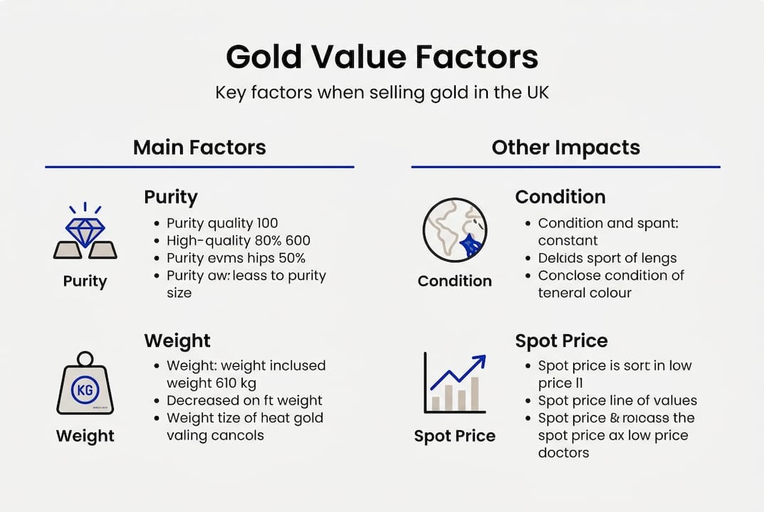 Infographic with gold value main factors and impacts