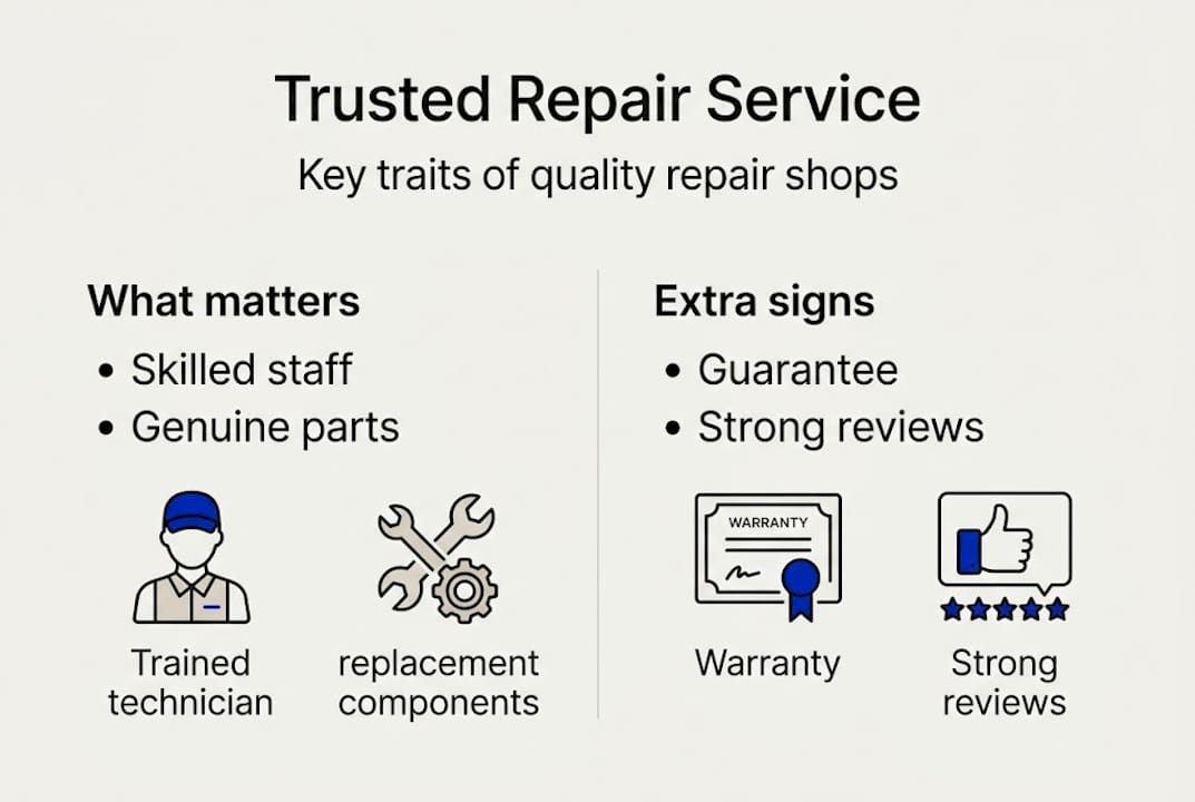 Infographic on trusted repair service qualities