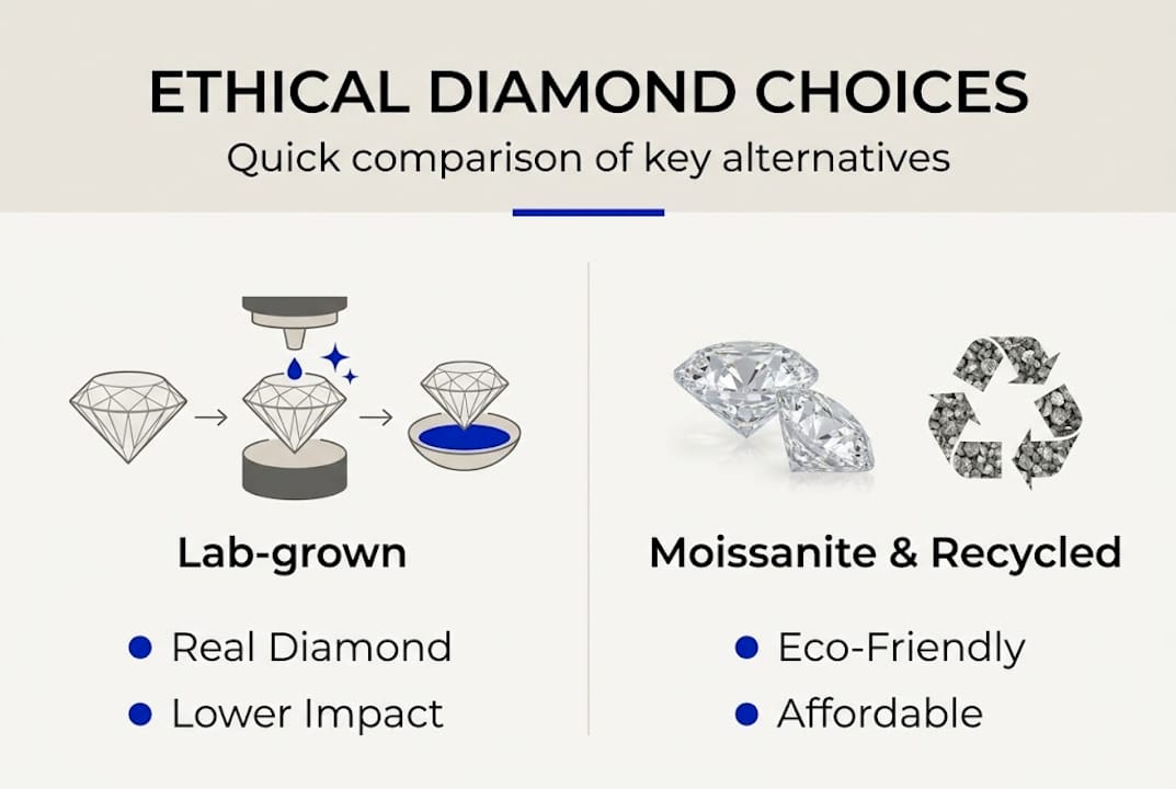 Infographic compares ethical diamond alternatives