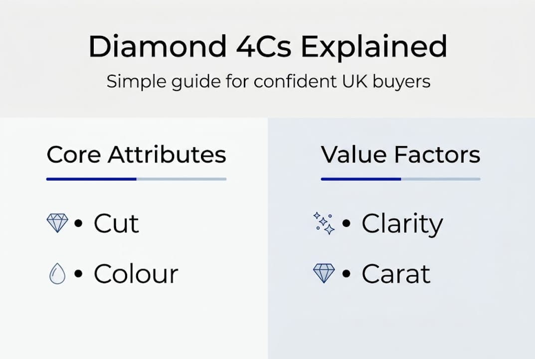 Infographic showing diamond 4Cs overview