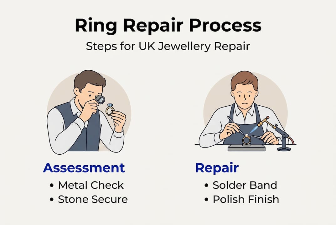 Infographic outlining ring repair steps and assessment