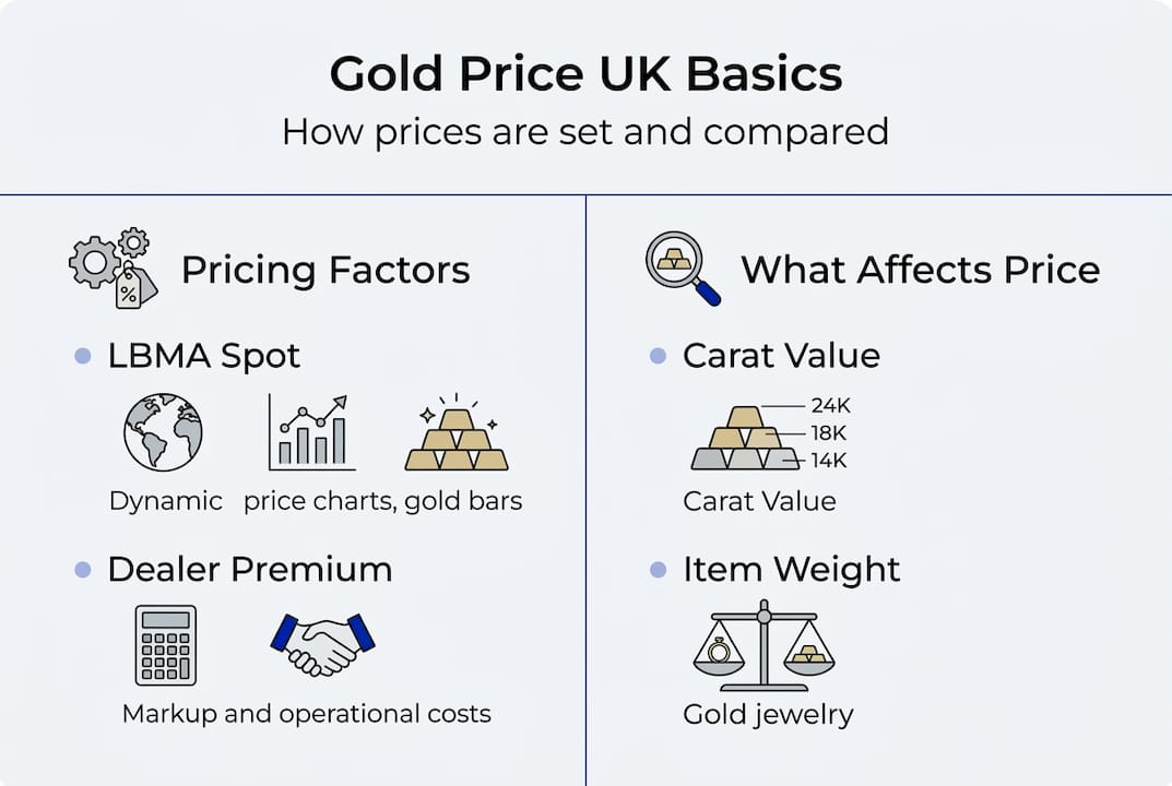 Infographic showing UK gold price structure