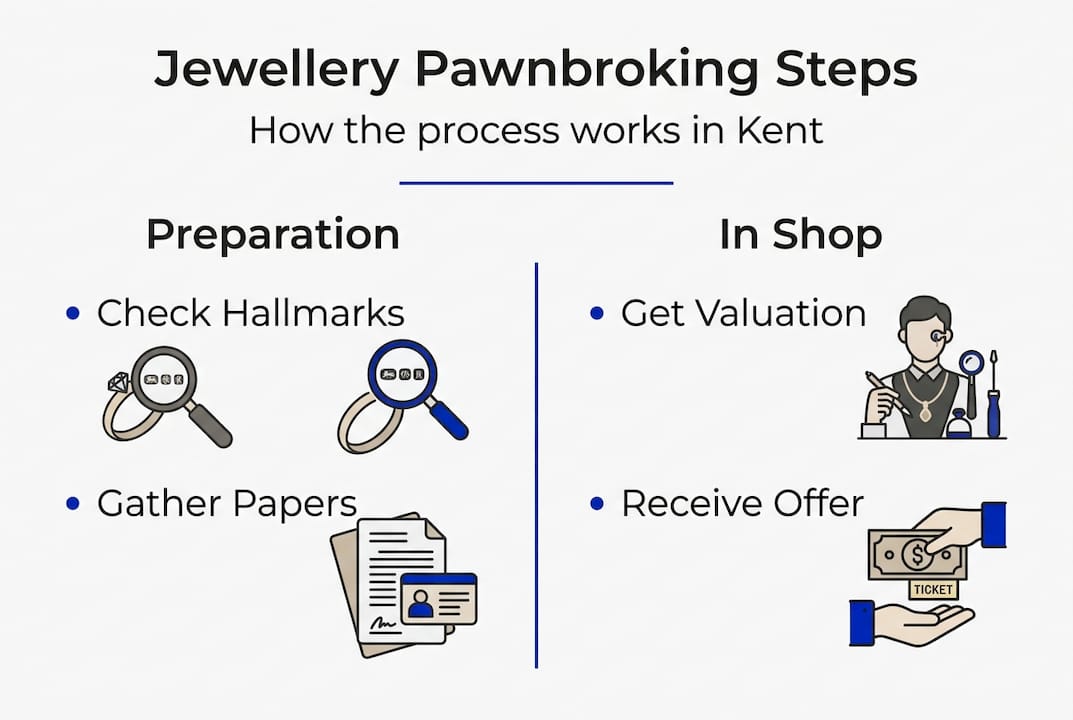 Infographic on jewellery pawnbroking steps in Kent