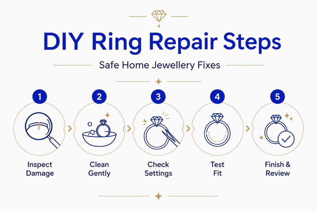Infographic showing DIY ring repair steps