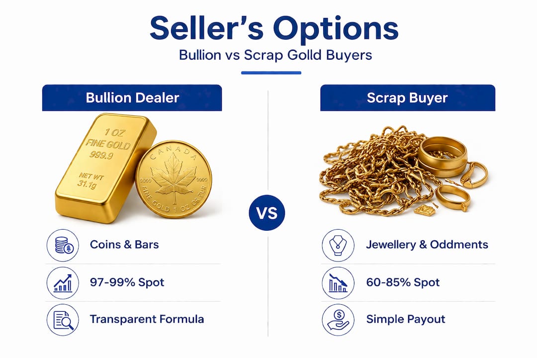 Infographic comparing payout for gold sellers