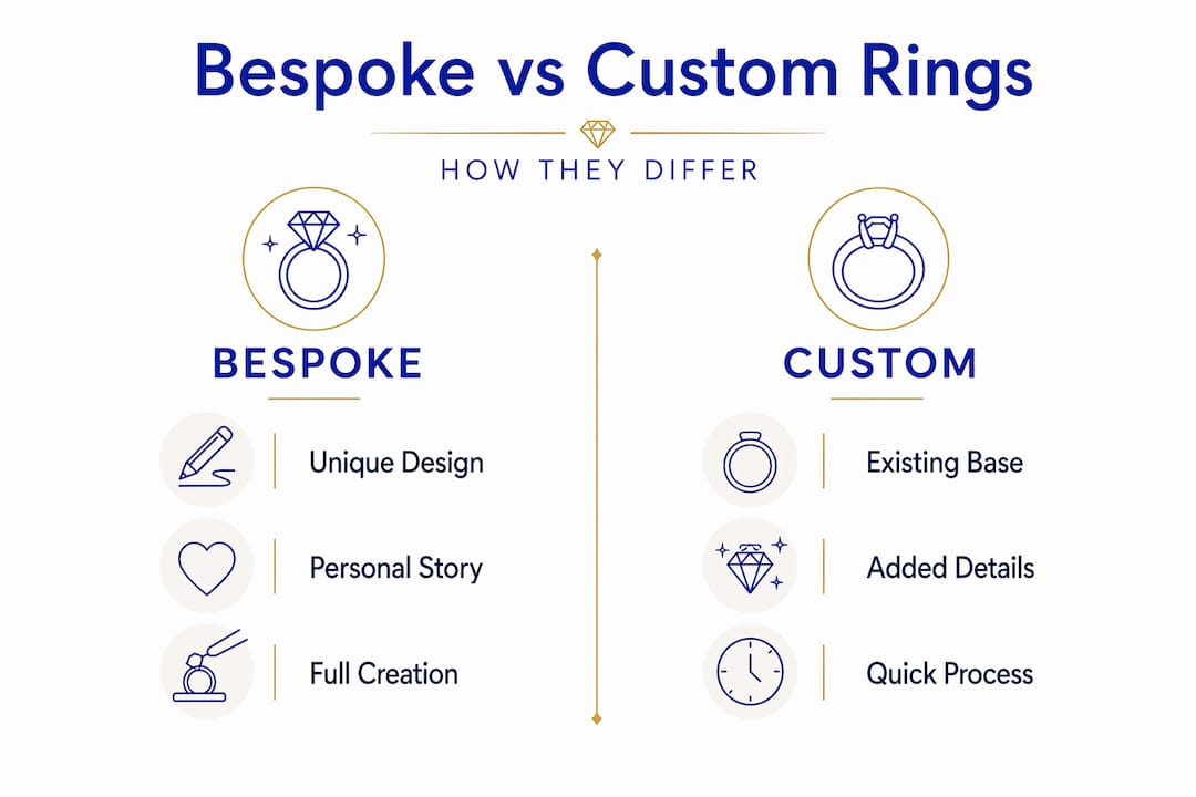 Infographic comparing bespoke and custom rings