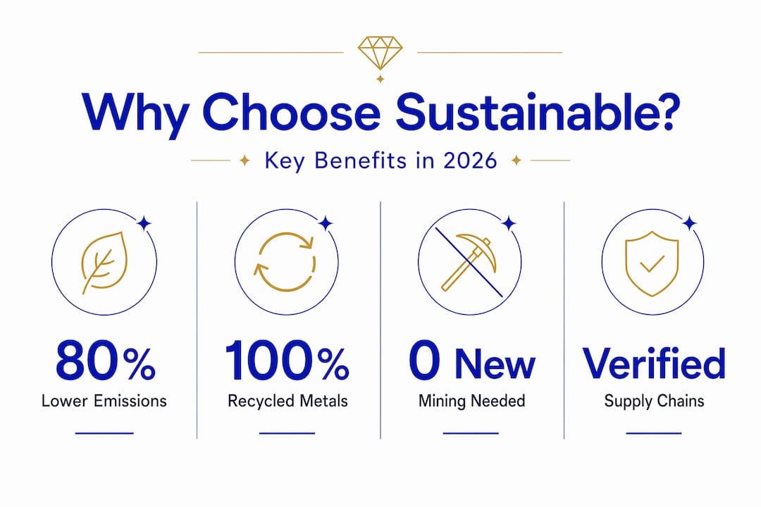 Infographic highlighting top benefits of sustainable jewellery