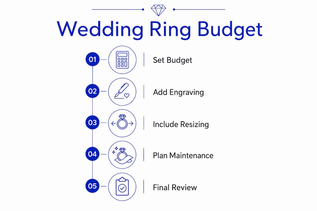 Infographic outlining wedding ring budget steps