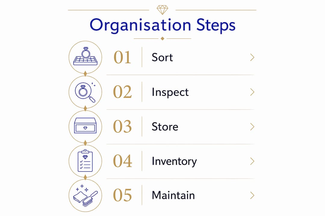 Infographic depicting jewellery organisation steps