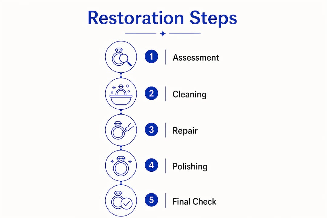 Infographic showing vintage ring restoration steps