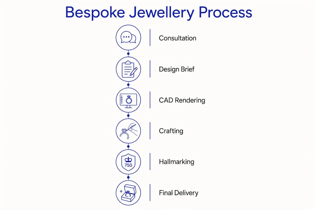 Infographic showing bespoke jewellery creation steps