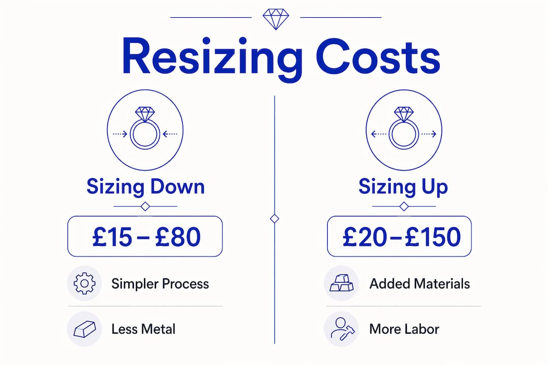 Comparison infographic of ring resizing cost factors