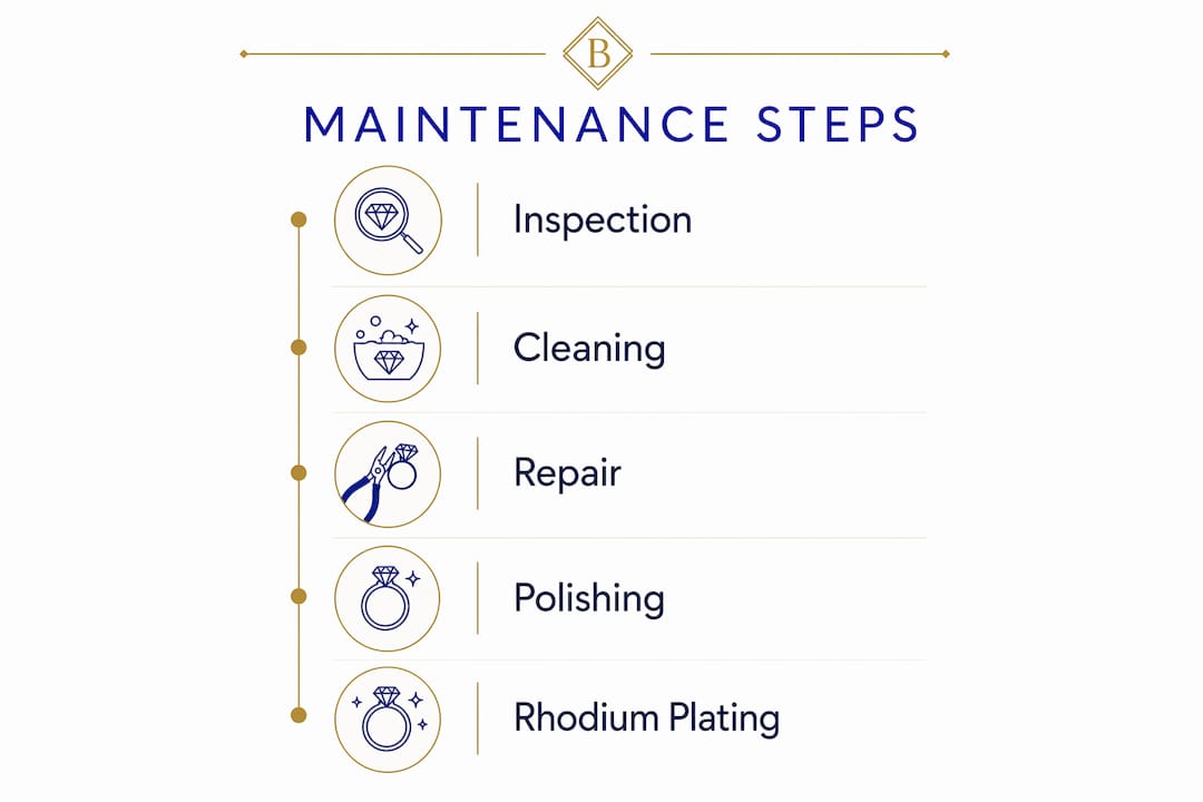 Infographic showing jewellery maintenance steps