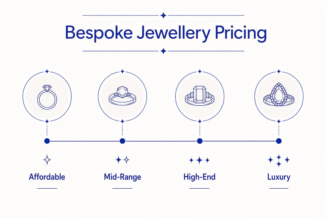 Hierarchy infographic showing bespoke jewellery price tiers