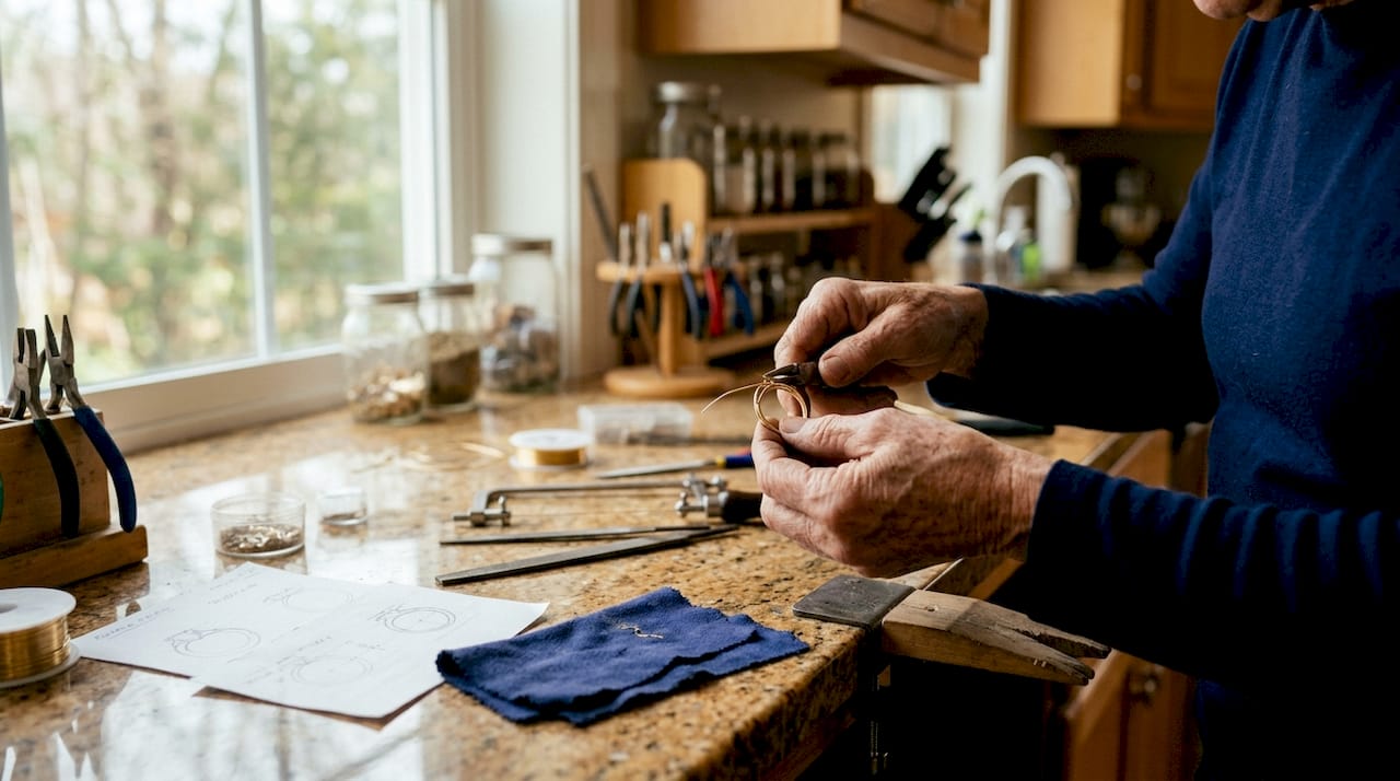 Close-up of jeweller hands remodelling ring