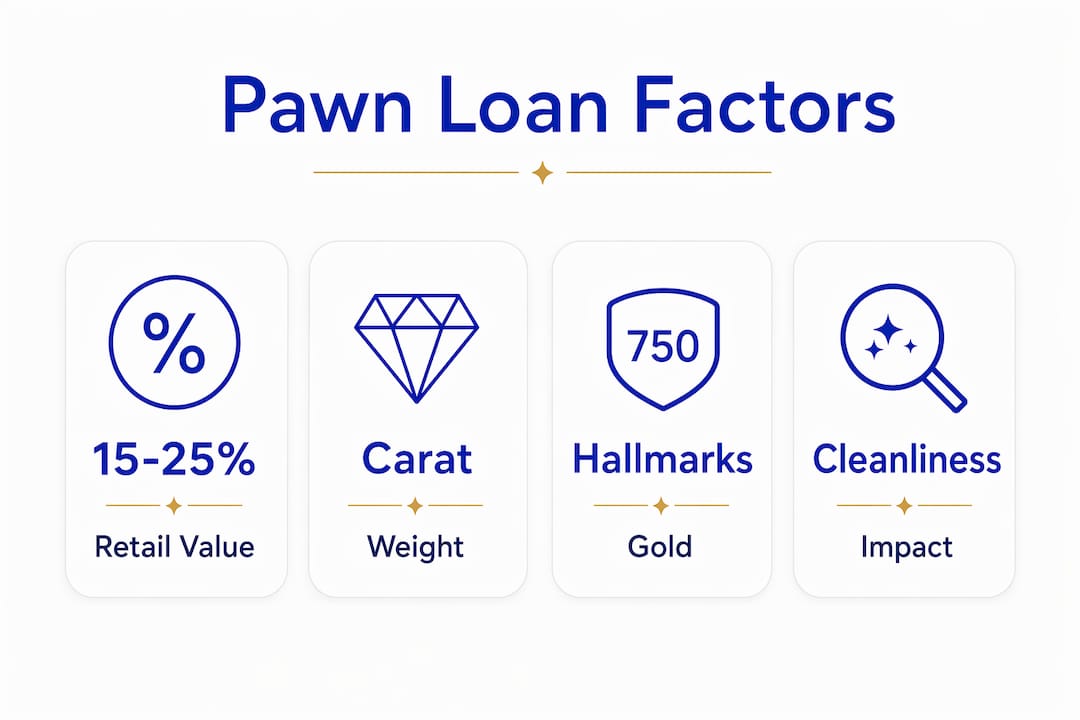 Infographic showing key factors for pawning diamond rings