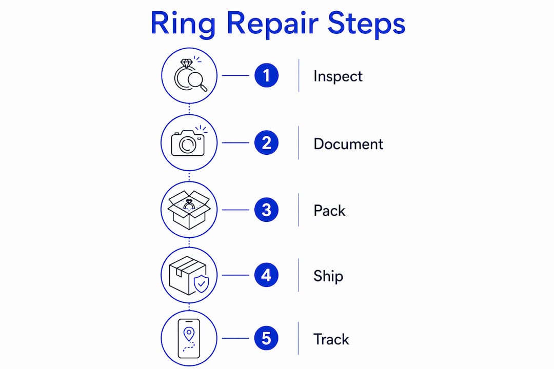 Infographic showing steps to send ring for repair