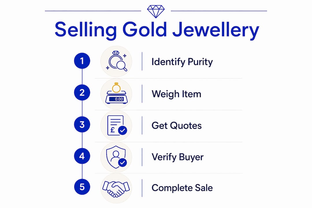 Infographic of steps to sell gold jewellery