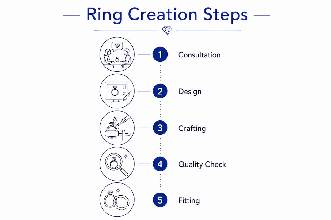 Infographic showing bespoke ring creation steps
