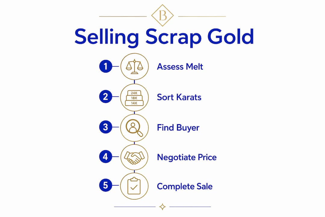 Infographic illustrating scrap gold selling steps