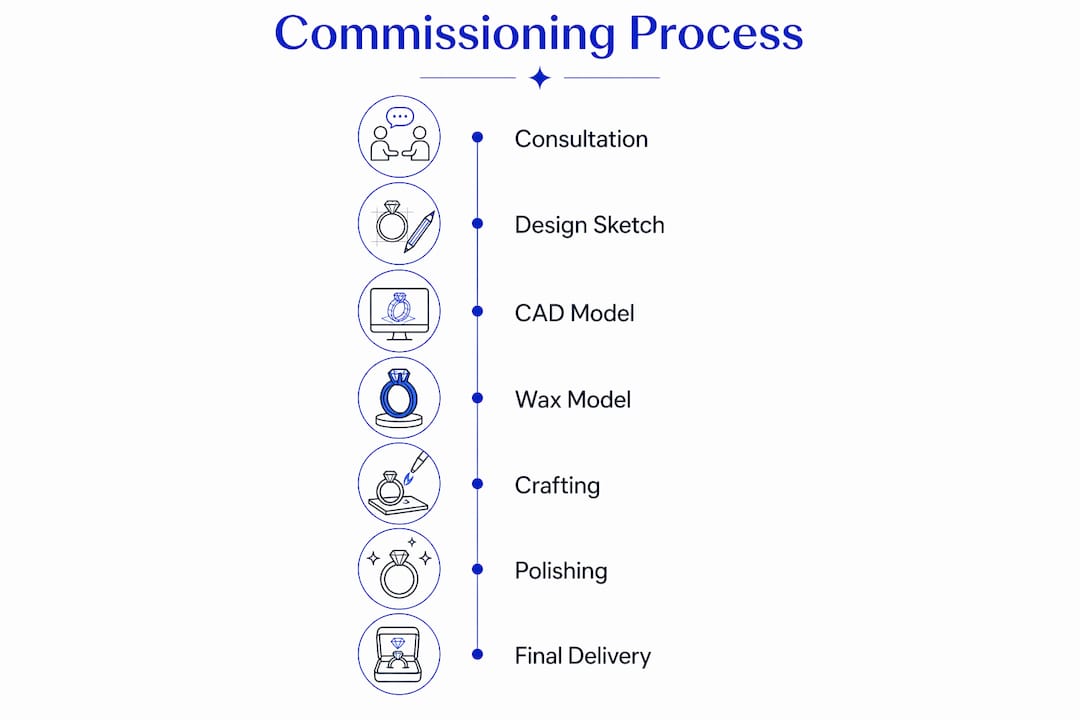 Infographic showing commissioning process steps