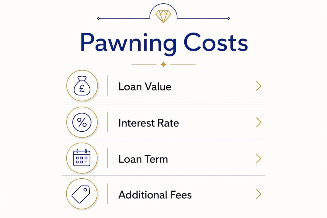 Infographic showing stages of pawning jewellery costs