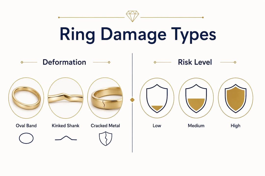 Infographic showing ring damage types and risk levels