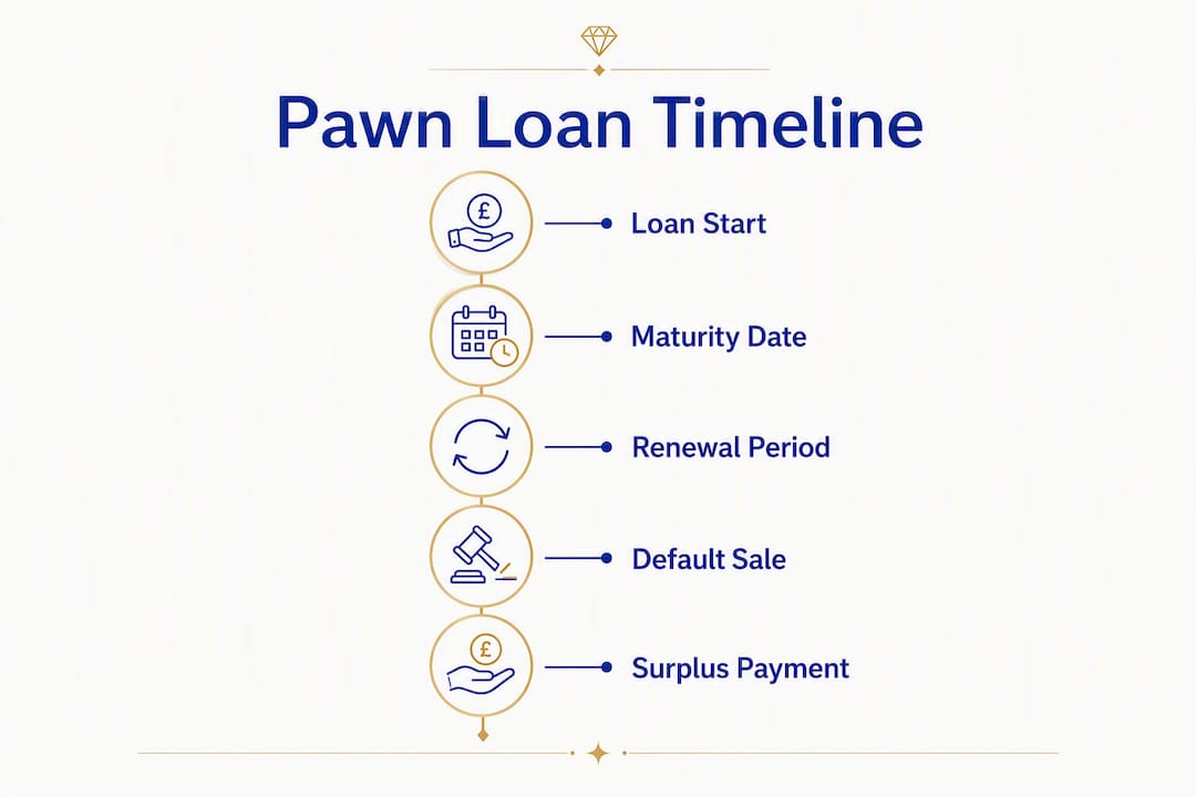Infographic showing pawn loan timeline steps