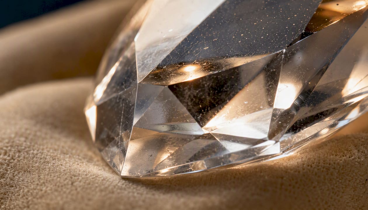 Close-up of diamond crystal facets showing hardness
